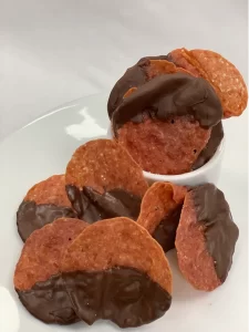 chocolate dipped salami chips