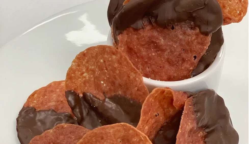 chocolate dipped salami chips